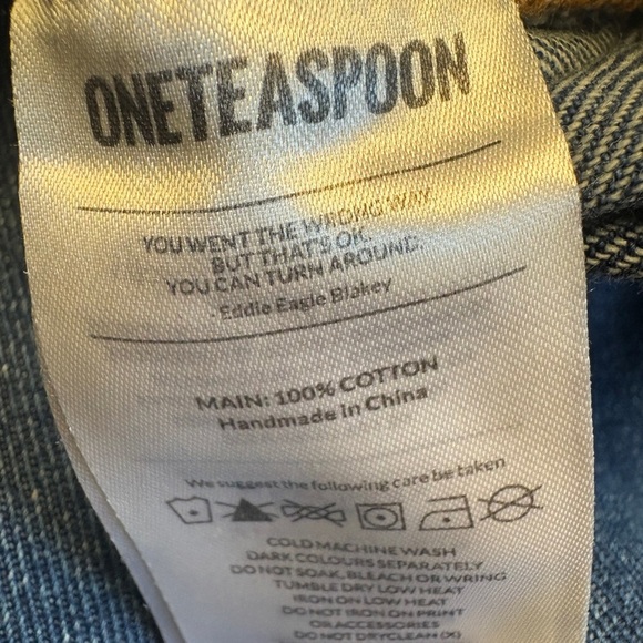 One Teaspoon Classic Blue fringed hem relaxed fit 100% Cotton denim jean size 24 - Picture 7 of 11